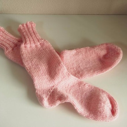 あったか手編み靴下 20-22.5cm モヘア入り手紡ぎ風 4 靴下 chicoree