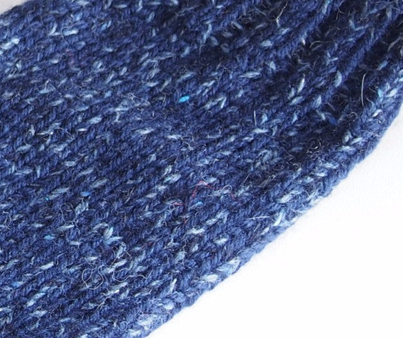 あったか手編み靴下 段染め　メリノウール　紺色系　24-26 2枚目の画像