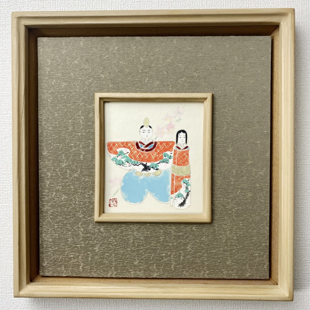 額装日本画　つばき　佳泉作　色紙サイズ