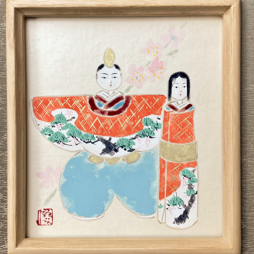 日本画 [立雛］ 作品サイズ 7×11㎝(寸松庵色紙サイズ） 原画 一点物