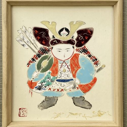 日本画 [兜］ 作品サイズ 7×11㎝(寸松庵色紙サイズ） 原画 一点物