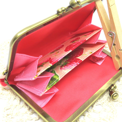 がま口カードケース ピンクにイチゴ　AG 3枚目の画像