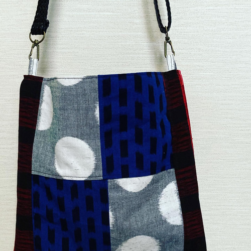 インパクトのある久留米絣のパッチワークショルダーバッグ ショルダー
