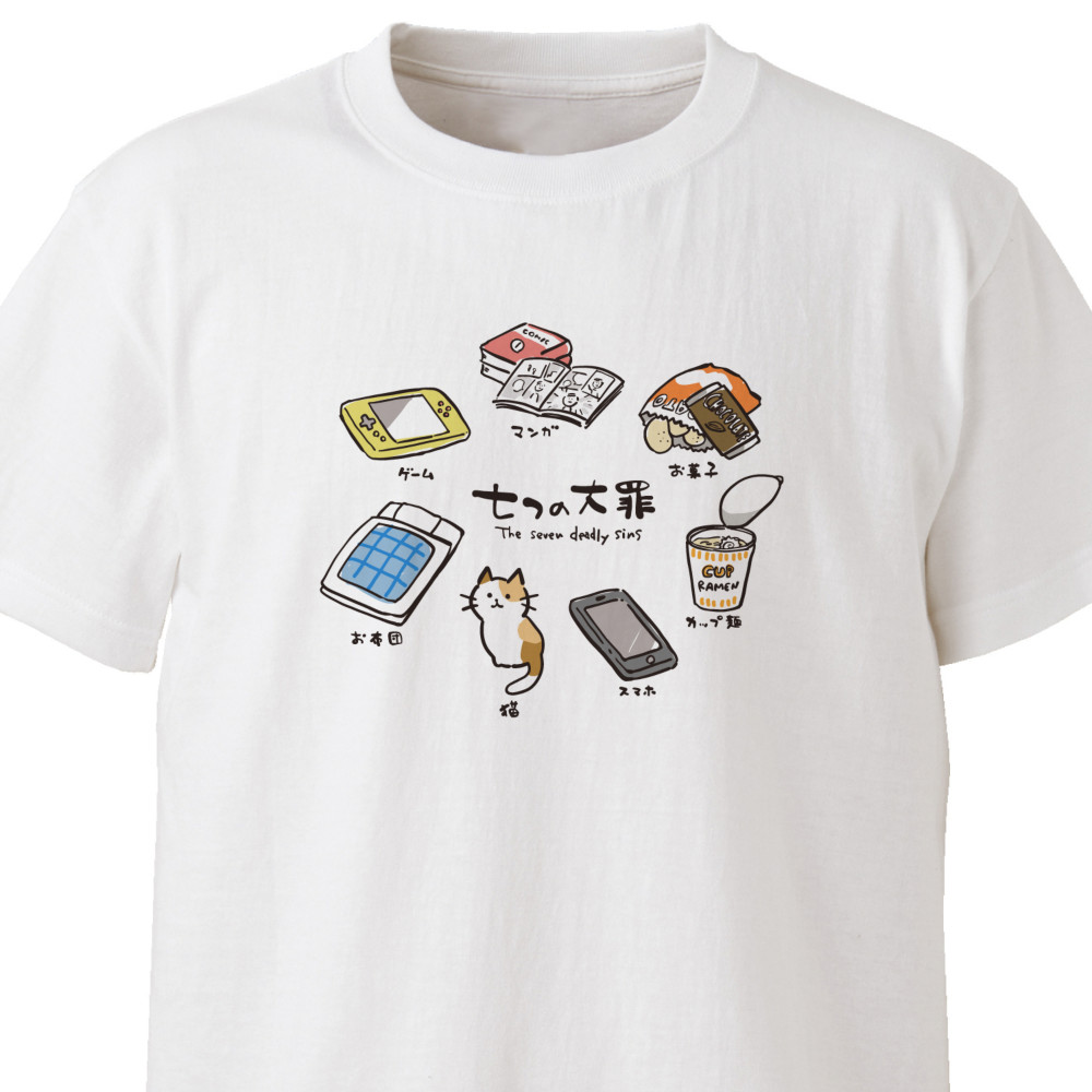 七つの大罪【ホワイト】ekot Tシャツ 5.6オンス<イラスト：タカ（笹川