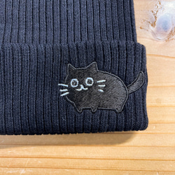 選擇！家貓刺繡[黑色/刺繡] ekot針織帽&lt;插圖：高（Sasakawa Lameko）&gt; 第1張的照片