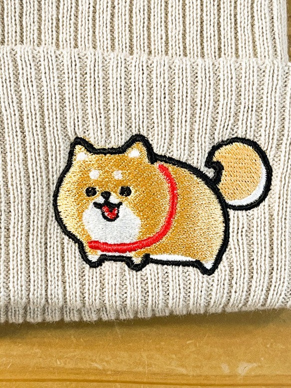 選擇！主頁柴犬刺繡[米色/刺繡] ekot針織帽&lt;插圖：Taka（Rameko Sasakawa）&gt; 第1張的照片