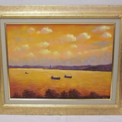 パステル画　「夕焼けの関門海峡」　P8号サイズ 2枚目の画像
