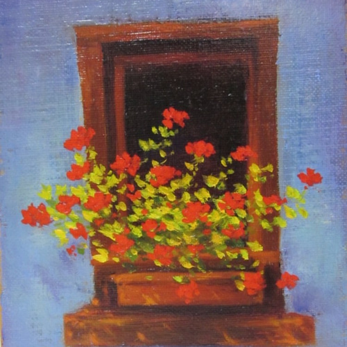 油彩画 「窓辺の花」 F0号サイズ 絵画 野上浩司 通販 1306952｜Creema