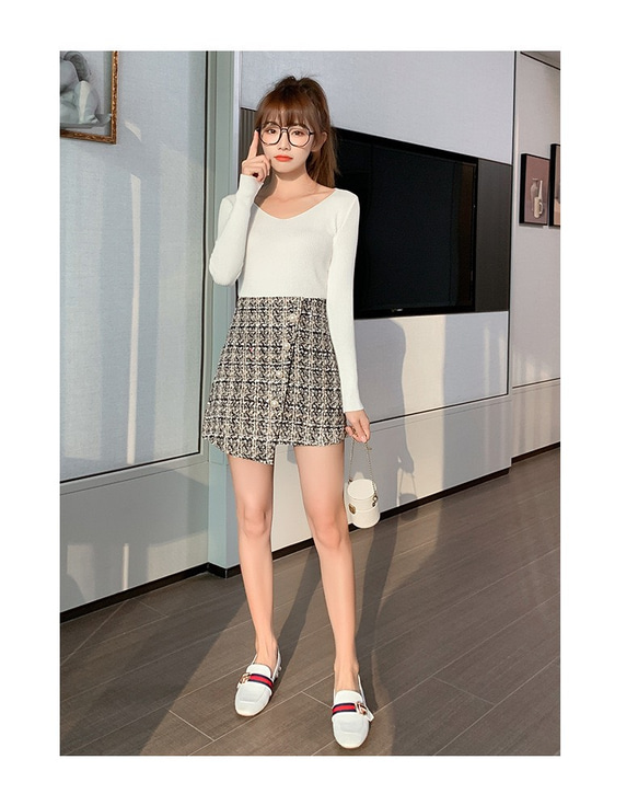 スカート　ショット丈　　チュック柄 ミニスカート　韓国風 4枚目の画像