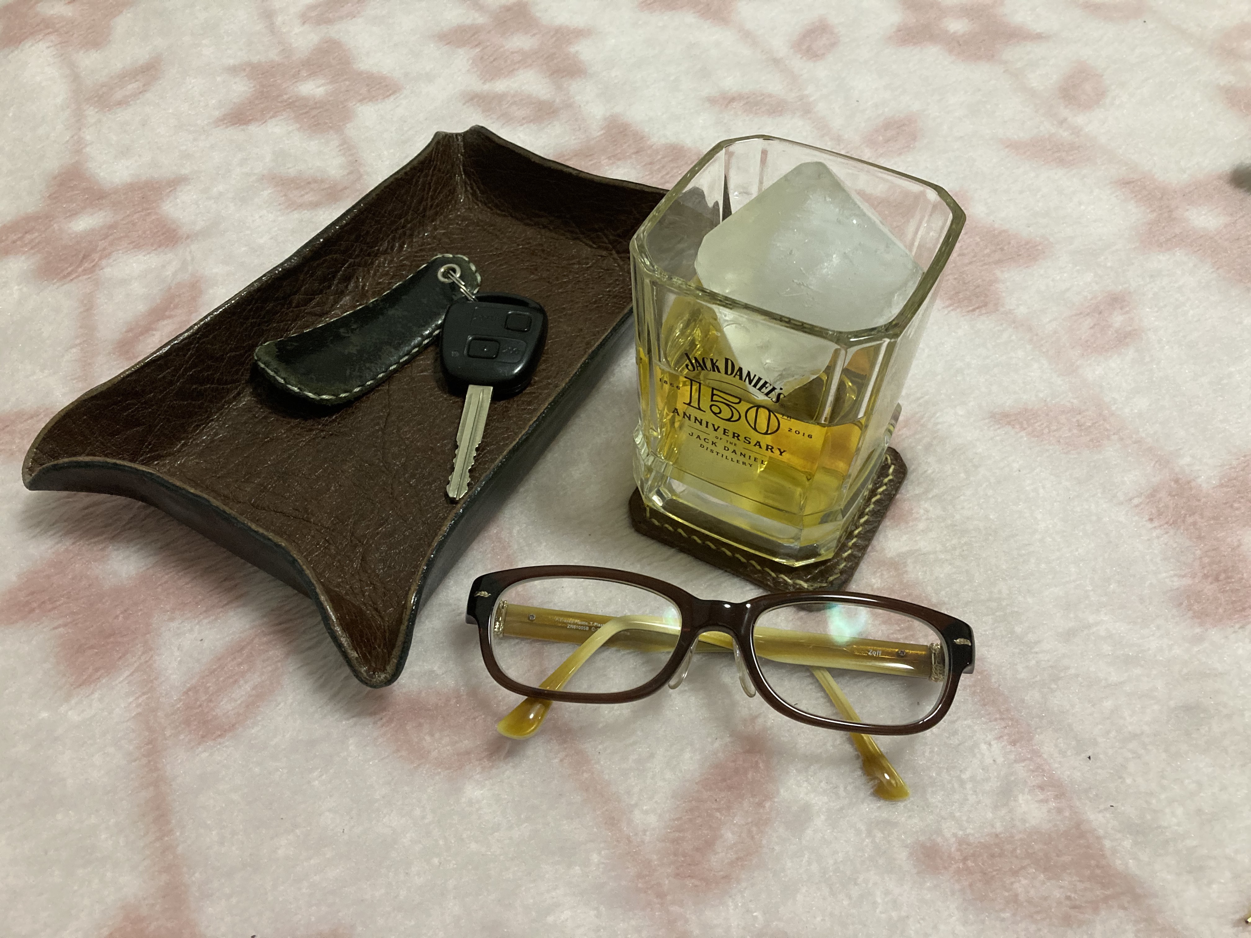 本革製　カルトン（仏: carton）忘れな盆（トレー）横長タイプ