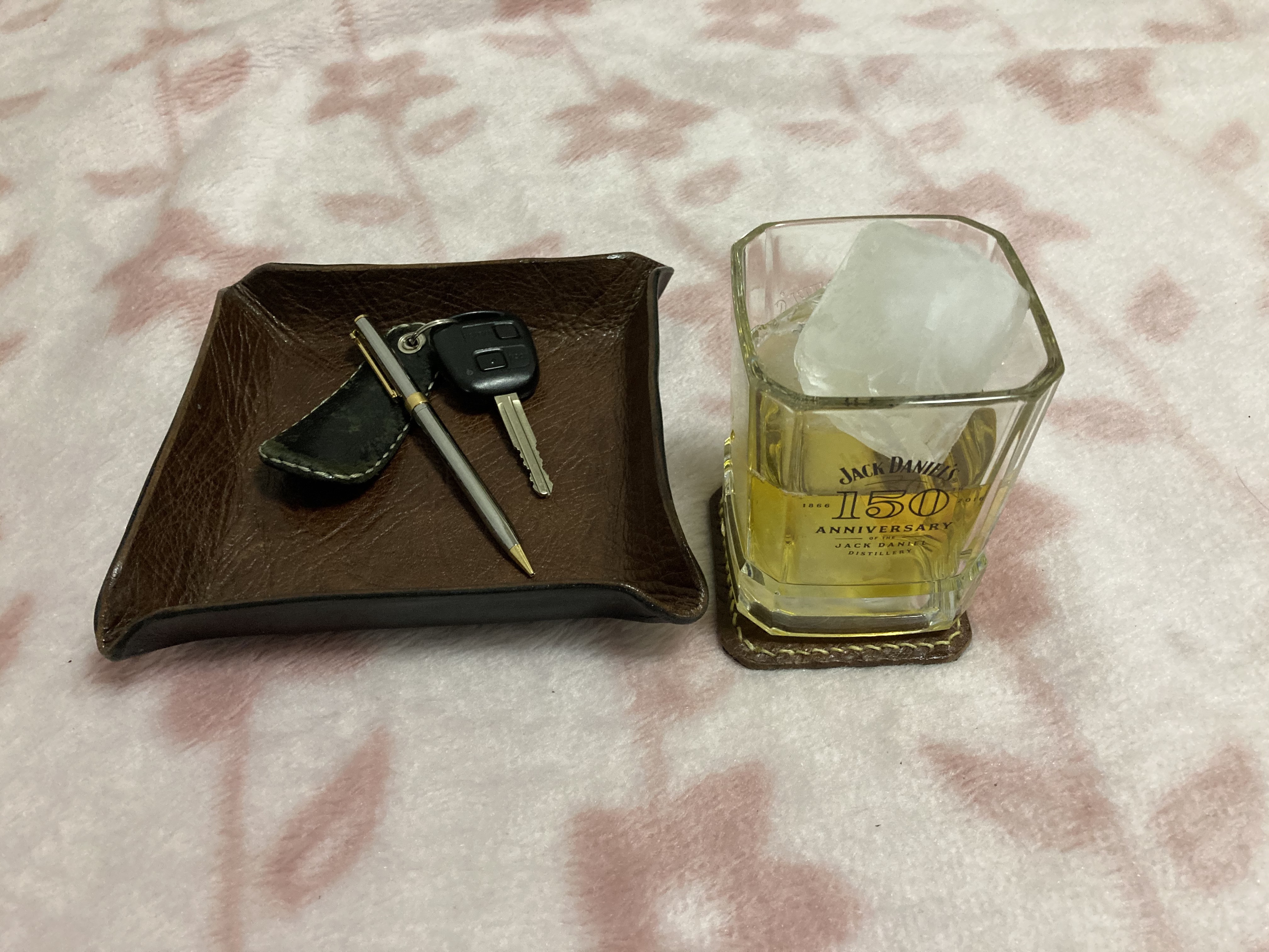 本牛革　カルトン（仏: carton）忘れな盆(トレー)正方形タイプ