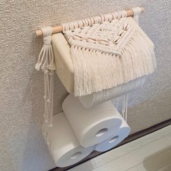 マクラメ　トイレットペーパーホルダーカバー shell 2枚目の画像
