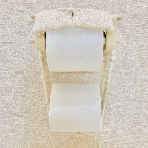 マクラメ　トイレットペーパーホルダーカバー shell 4枚目の画像