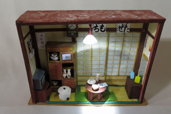 「昭和ロマン」　居間　電飾・完成モデル　ジオラマ　ミニチュア　プレゼント　 5枚目の画像