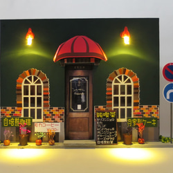 「電飾カフェ」　B　完成モデル　ジオラマ　ミニチュア　プレゼント　 2枚目の画像