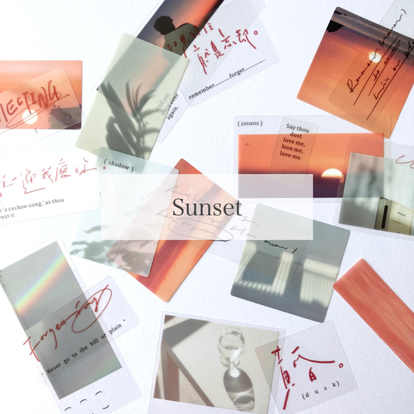 海外シール “ Sunset ” photo sticker 20枚set PET素材 韓国フレークシール 1枚目の画像