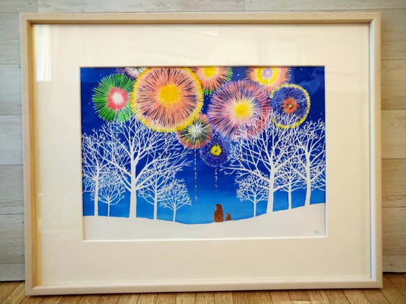 太陽に向かって】絵本の様な絵 アクリル絵画 原画販売です(^^)