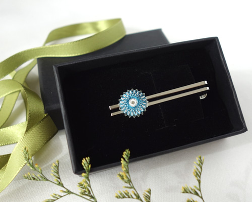 ネクタイピン 青と白の花模様｜父の日・誕生日プレゼント｜ギフト包装