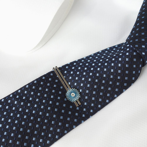 ネクタイピン 青と白の花模様｜父の日・誕生日プレゼント｜ギフト包装