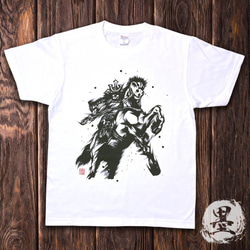 【Tシャツ】武将（騎馬武者）/白 2枚目の画像