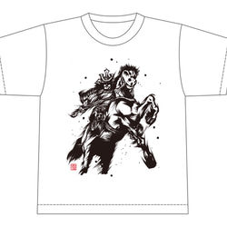 【Tシャツ】武将（騎馬武者）/白 5枚目の画像