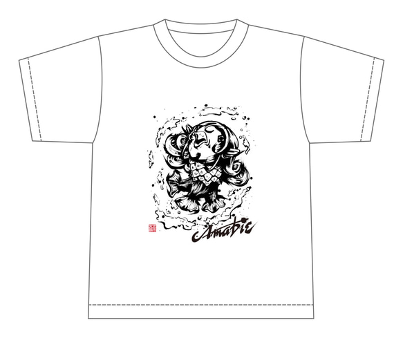 【Tシャツ】アマビエ/白 5枚目の画像