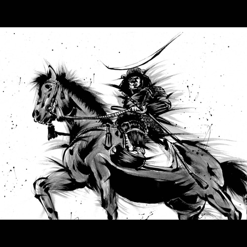 キャンバス】武将（伊達政宗）/F0・F3・F6サイズ/複製画 イラスト 墨屋