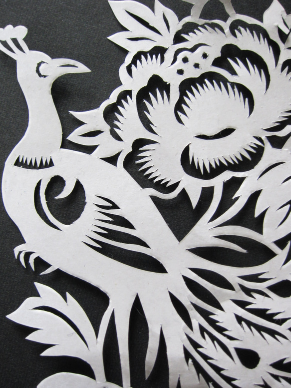 中国剪紙（切り絵）ステッカー☆孔雀 切り絵 Pecha Pecho Bailarin