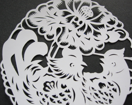 中国剪紙（切り絵）ステッカー☆にわとり 切り絵 Pecha Pecho Bailarin