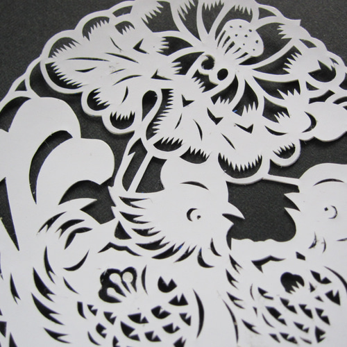中国剪紙（切り絵）ステッカー☆にわとり 切り絵 Pecha Pecho Bailarin