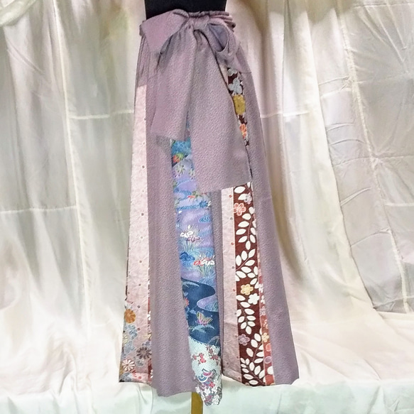正絹 16枚はぎロングフレアースカート 3枚目の画像