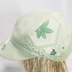 正絹　若草春色　キャスケット帽子　ＵＶスプレー処理 5枚目の画像