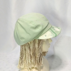 正絹　若草春色　キャスケット帽子　ＵＶスプレー処理 3枚目の画像