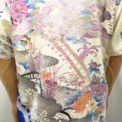 正絹　メンズアロハシャツ　オープンカラーシャツ　着物リメイク 7枚目の画像