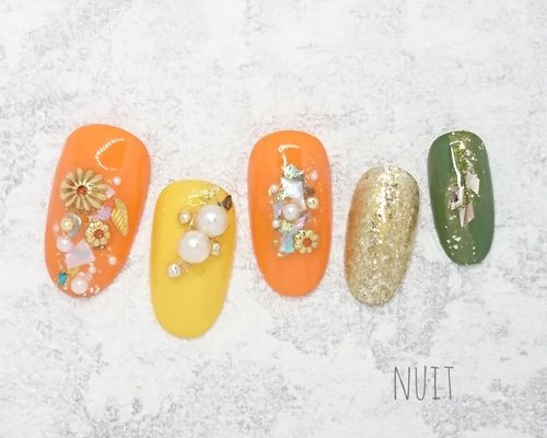 ネイルチップ オレンジ no.19 ジェルネイル ネイルチップ（つけ爪