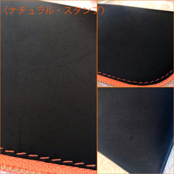 ミニ財布 　コンパクト　 L字ファスナー　ハート ポケット　タッセル　♡ ネイビー&オレンジ ♡ 10枚目の画像
