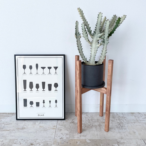 ホワイトウッドのプランターラック/ウッドスタンド/花瓶/植木鉢 棚