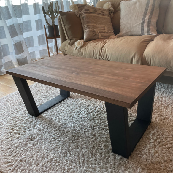 杉無垢材ローテーブル /アイアン塗装(集成材天板変更可)模様替え 