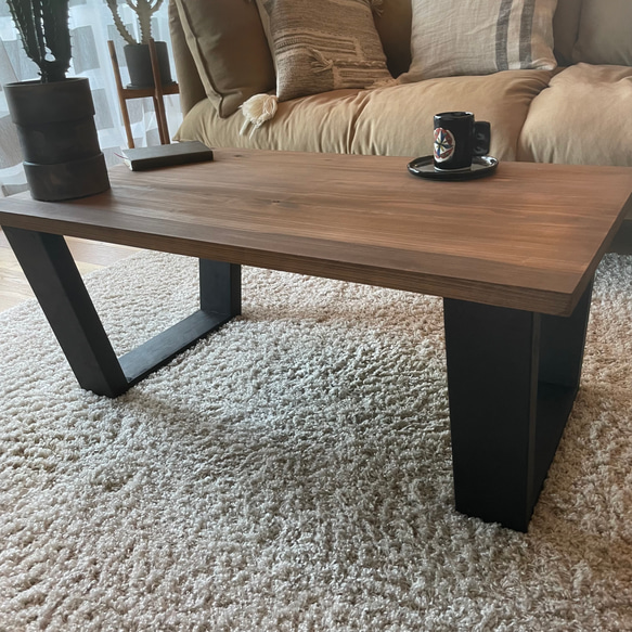 杉無垢材ローテーブル /アイアン塗装(集成材天板変更可)模様替え 