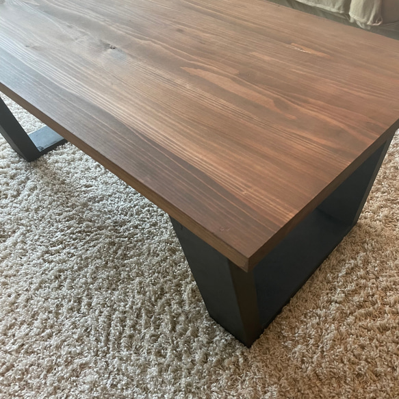 杉無垢材ローテーブル /アイアン塗装(集成材天板変更可)模様替え 