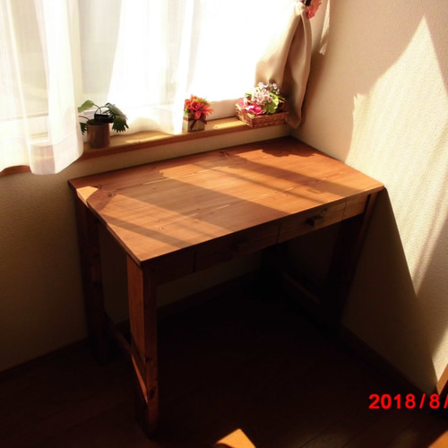 新作♪*学習机*無垢デスク*ミシン台＊引き出し机*フラット天板
