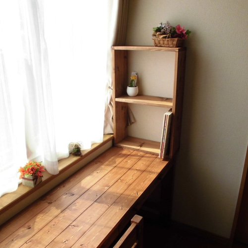 無垢デスク*ミシン台＊引き出し3杯＊組み立て式【w1300】 机・デスク