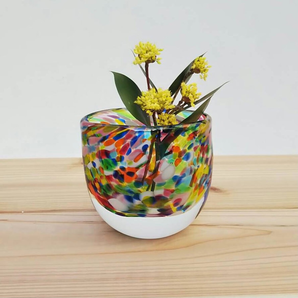 専用　カラフルな花瓶 カラフルな楕円の花瓶 一輪挿し・花瓶・花器 ガラス工房やまむら