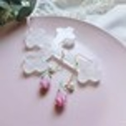 薔薇の花の砂糖漬けイヤリング/ピアス/フェイクスイーツ 4枚目の画像
