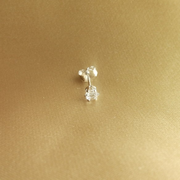 宝石質ゴシェナイト（ホワイトベリル）925silverポストピアス【 SOL3-P ( SV ) 】 2枚目の画像