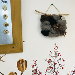 もこもこ モノトーン　ウィービングタペストリー　壁掛け　羊毛　北欧　ガーリー　アート　おしゃれ 5枚目の画像