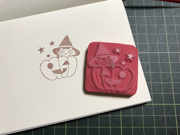 【アウトレット】ハロウィン☆かぼちゃと猫  消しゴムはんこ 2枚目の画像