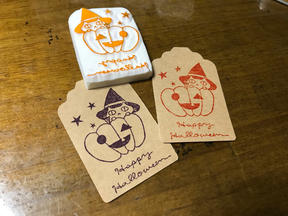 【アウトレット】ハロウィン☆かぼちゃと猫  消しゴムはんこ 4枚目の画像