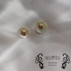 Round Shell pierce & earrings (shell / starfish) 2枚目の画像