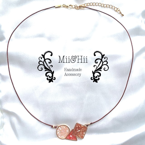 Pythagoras shell necklace (pink.beige) 2枚目の画像